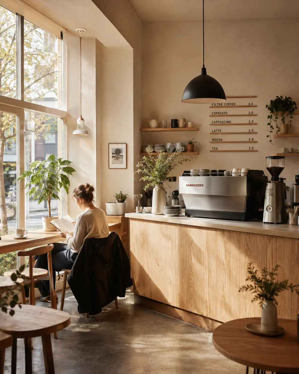 Independent cafe interior near Clayton